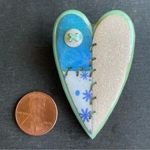 Lucinda Patchwork Heart Pin